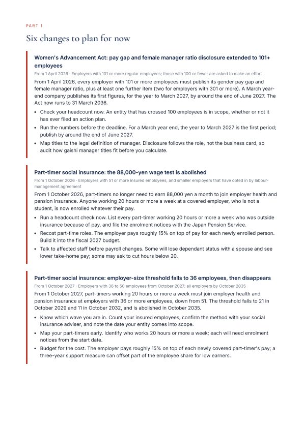 The page on the six key changes