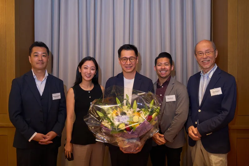 Celebrating the launch with flowers